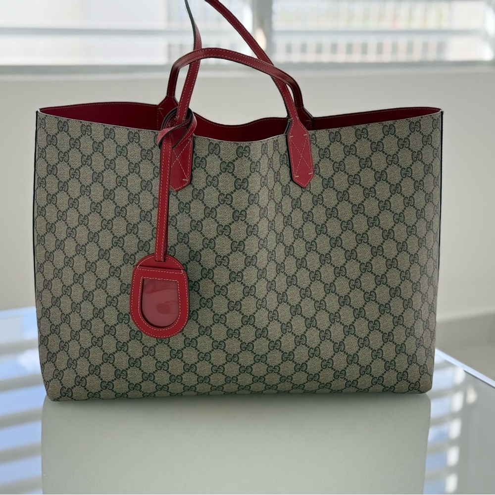 Authentic Gucci Reversible Large Leather Tote Bag